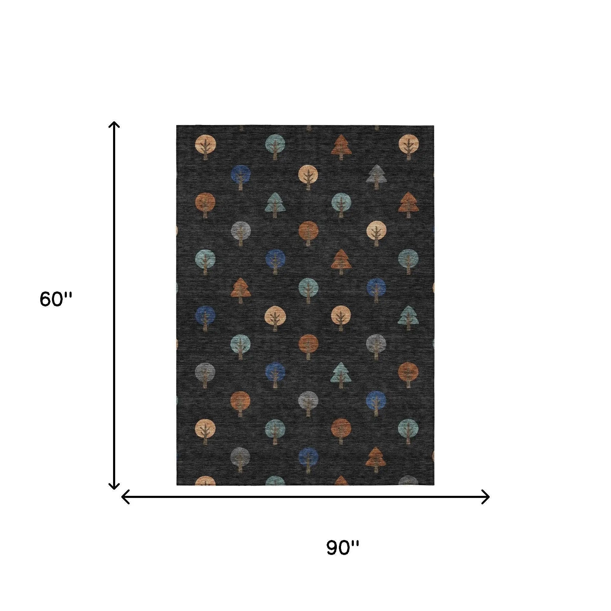 5' X 8' Black And Navy Blue Geometric Washable Indoor Outdoor Area Rug Homeroots Outdoor