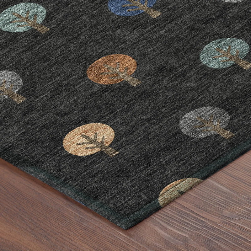 5' X 8' Black And Navy Blue Geometric Washable Indoor Outdoor Area Rug Homeroots Outdoor