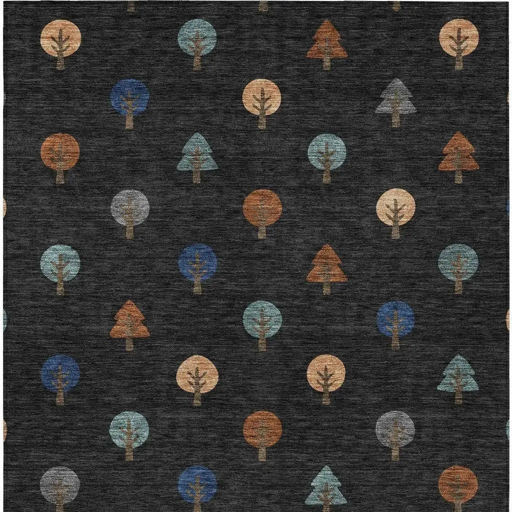 5' X 8' Black And Navy Blue Geometric Washable Indoor Outdoor Area Rug Homeroots Outdoor