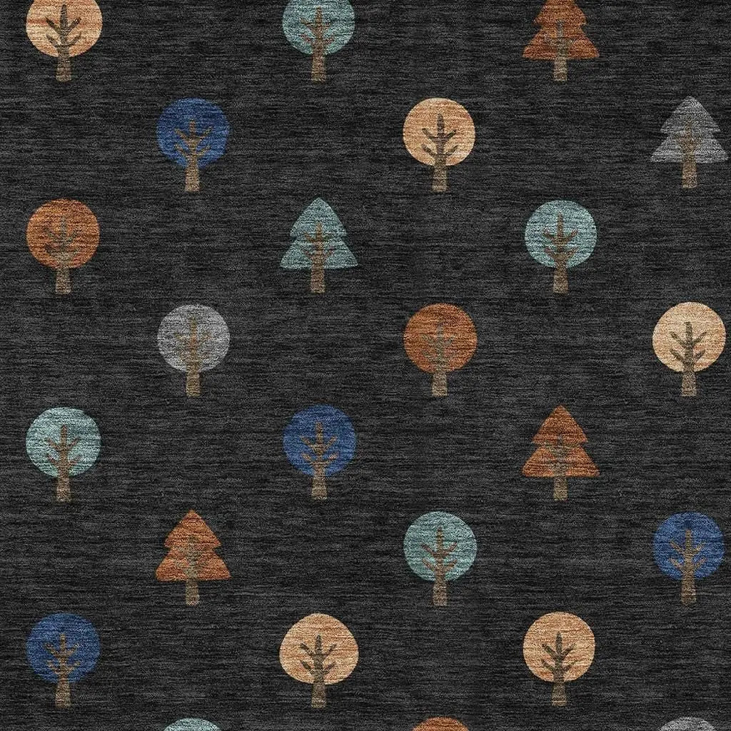 5' X 8' Black And Navy Blue Geometric Washable Indoor Outdoor Area Rug Homeroots Outdoor