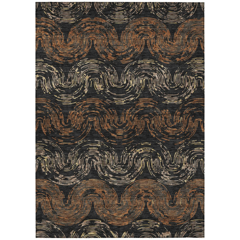5' X 8' Black And Rust Abstract Washable Indoor Outdoor Area Rug Homeroots Outdoor
