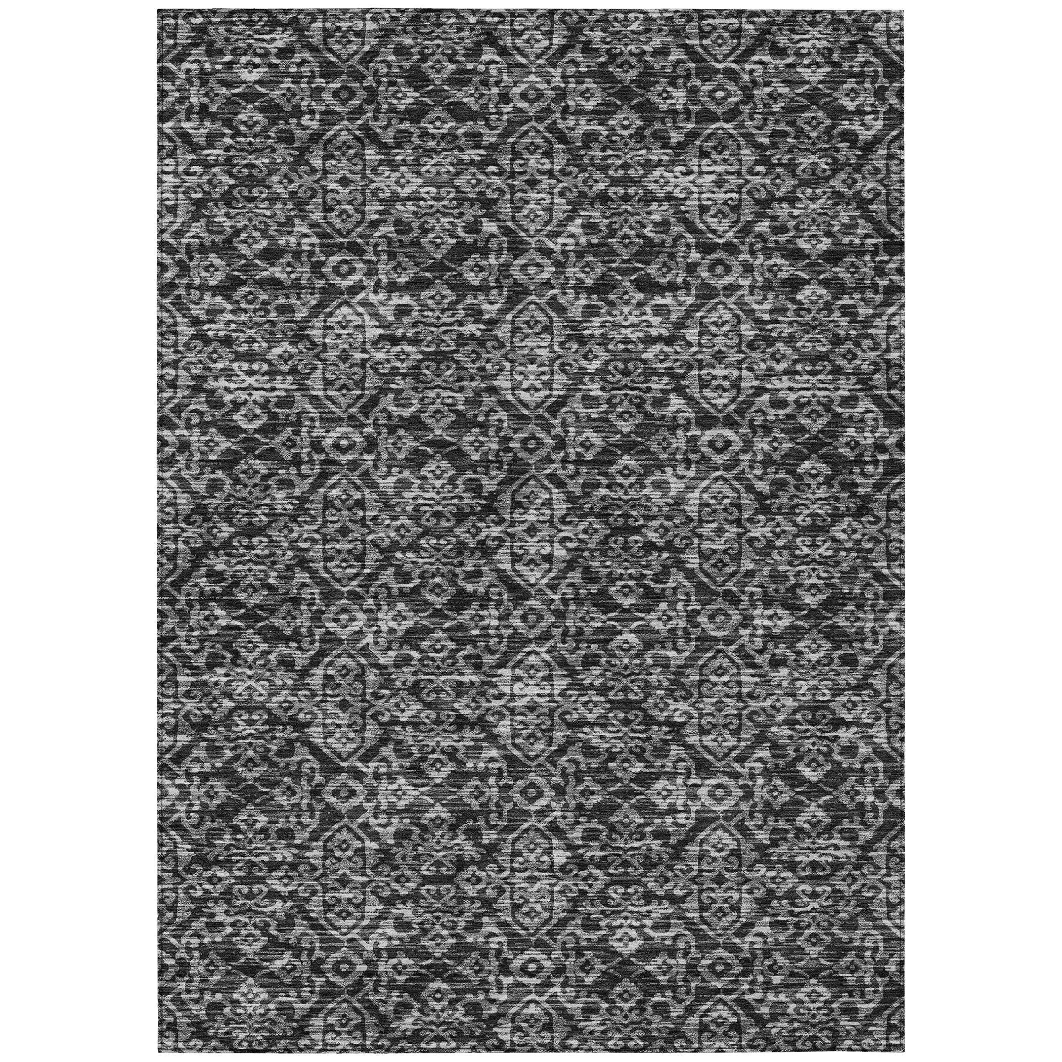 5' X 8' Black And Saffron Oriental Washable Indoor Outdoor Area Rug Homeroots Outdoor