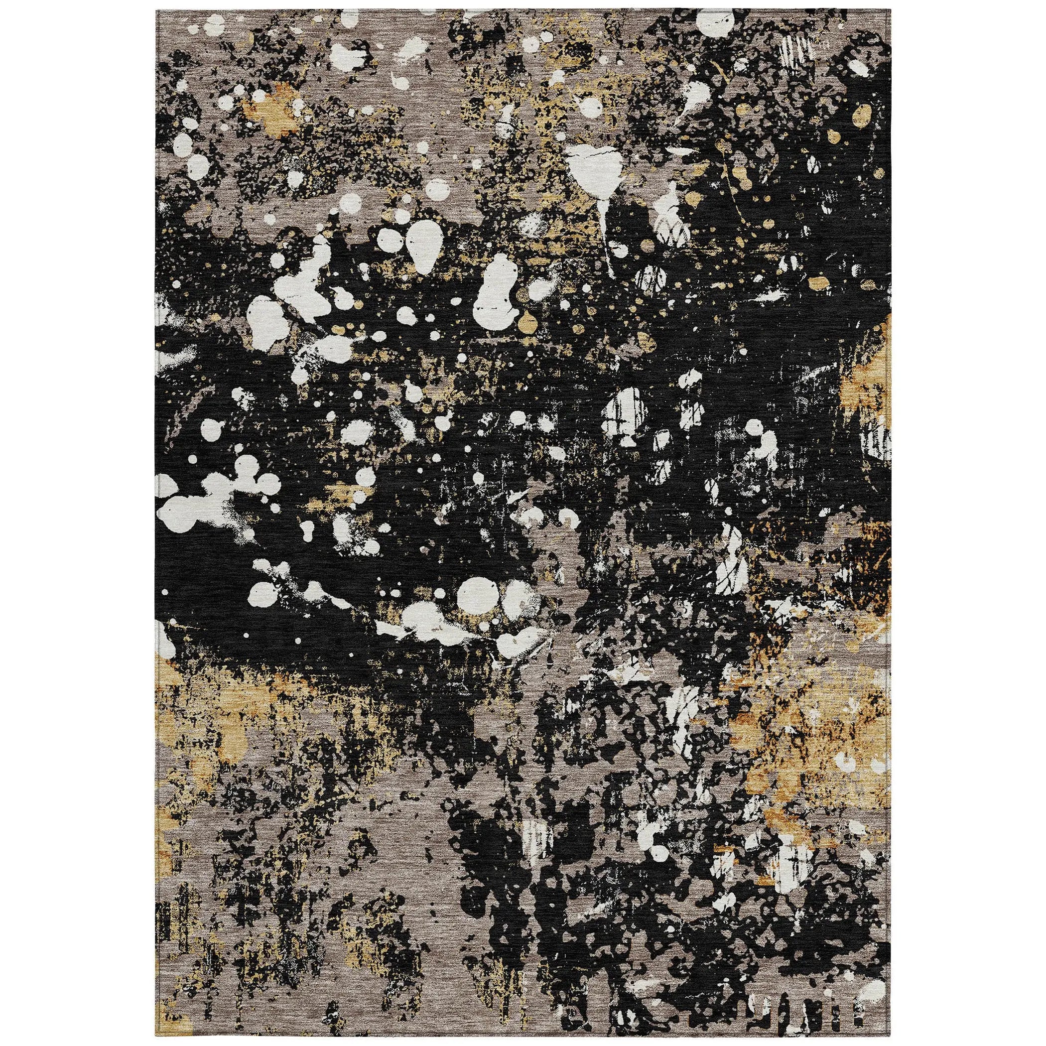 5' X 8' Black And Silver Abstract Washable Indoor Outdoor Area Rug Homeroots Outdoor
