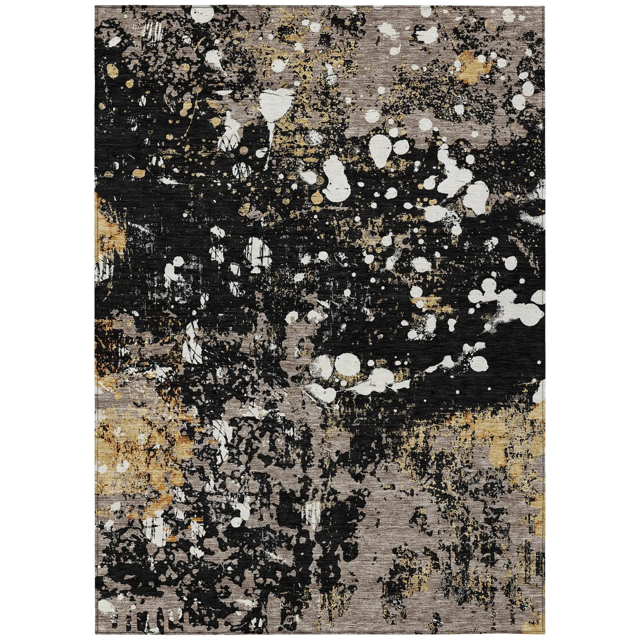 5' X 8' Black And Silver Abstract Washable Indoor Outdoor Area Rug Homeroots Outdoor