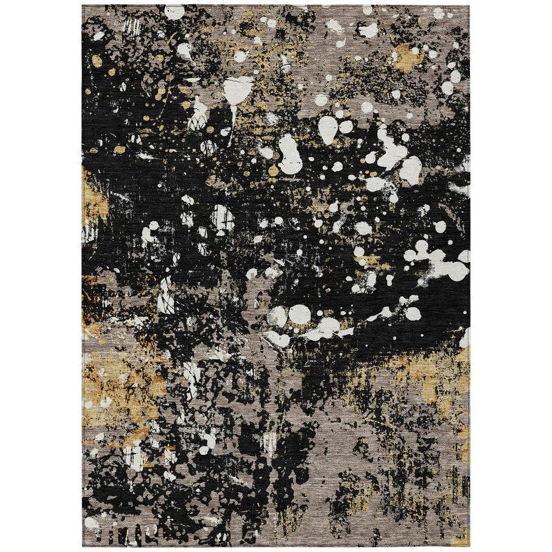 5' X 8' Black And Silver Abstract Washable Indoor Outdoor Area Rug Homeroots Outdoor