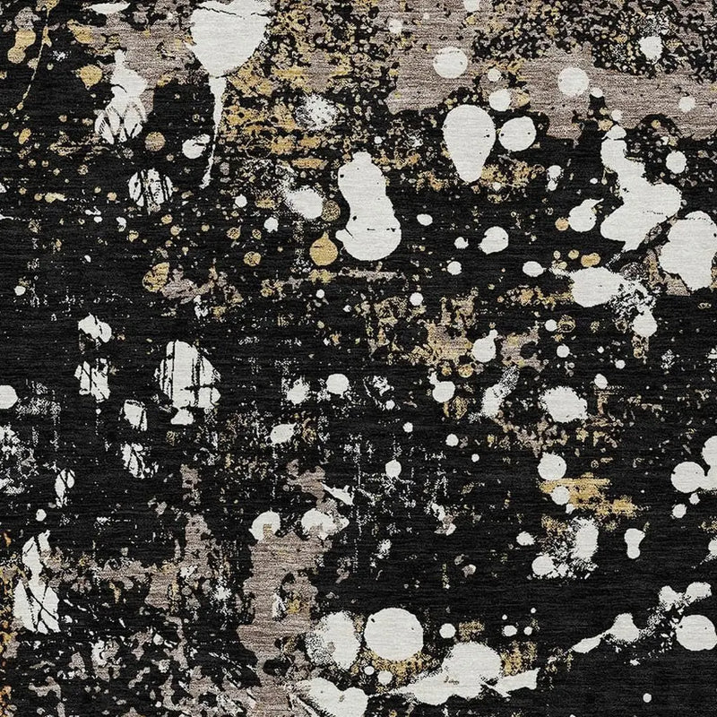 5' X 8' Black And Silver Abstract Washable Indoor Outdoor Area Rug Homeroots Outdoor