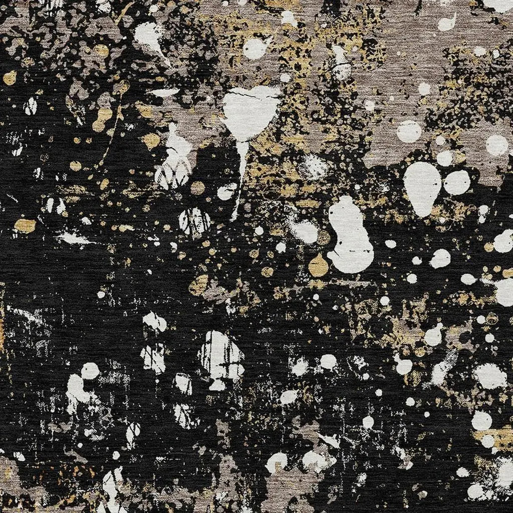 5' X 8' Black And Silver Abstract Washable Indoor Outdoor Area Rug Homeroots Outdoor