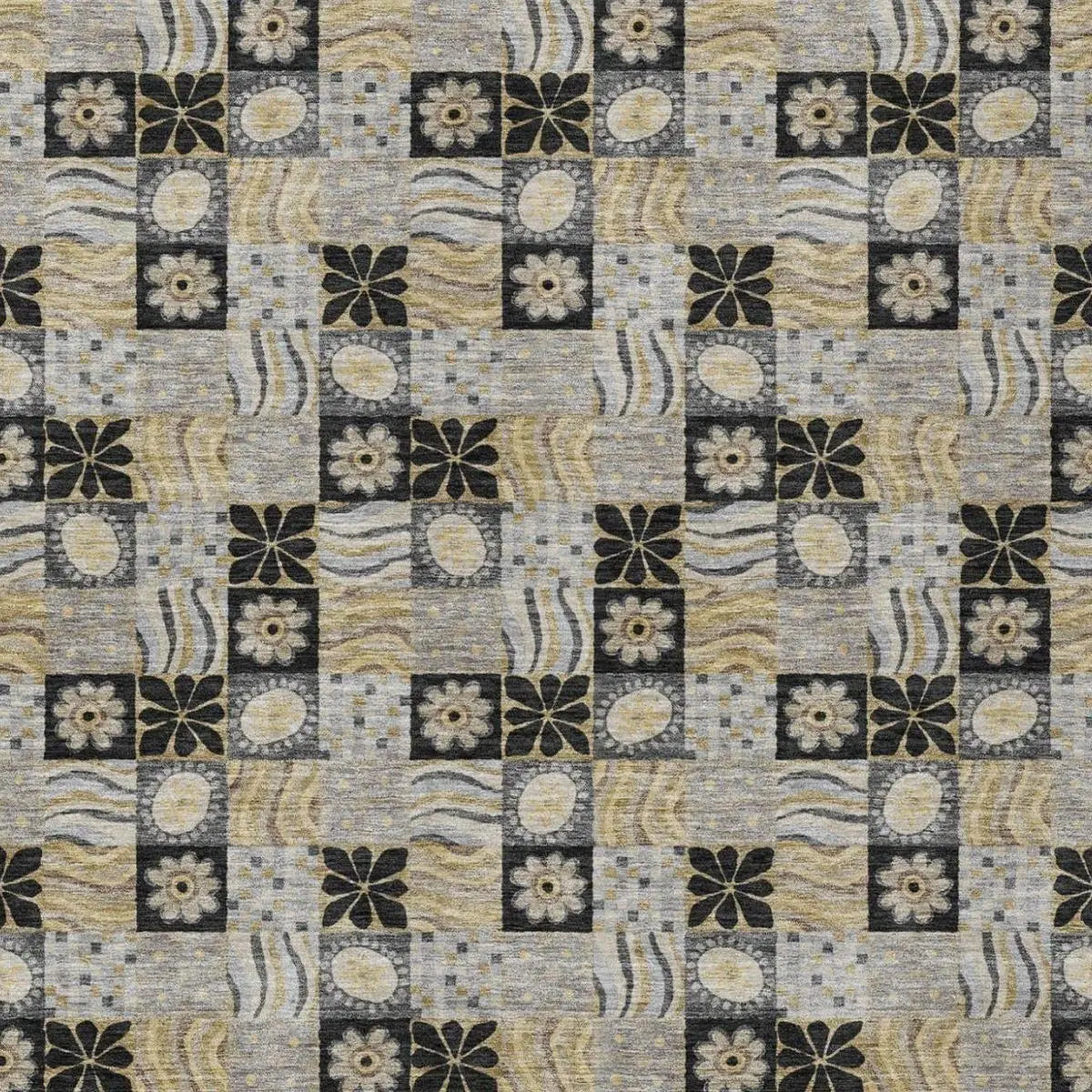5' X 8' Black And Silver Floral Washable Indoor Outdoor Area Rug Homeroots Outdoor