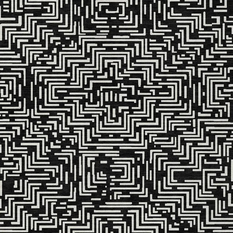 5' X 8' Black And Silver Geometric Washable Indoor Outdoor Area Rug Homeroots Outdoor