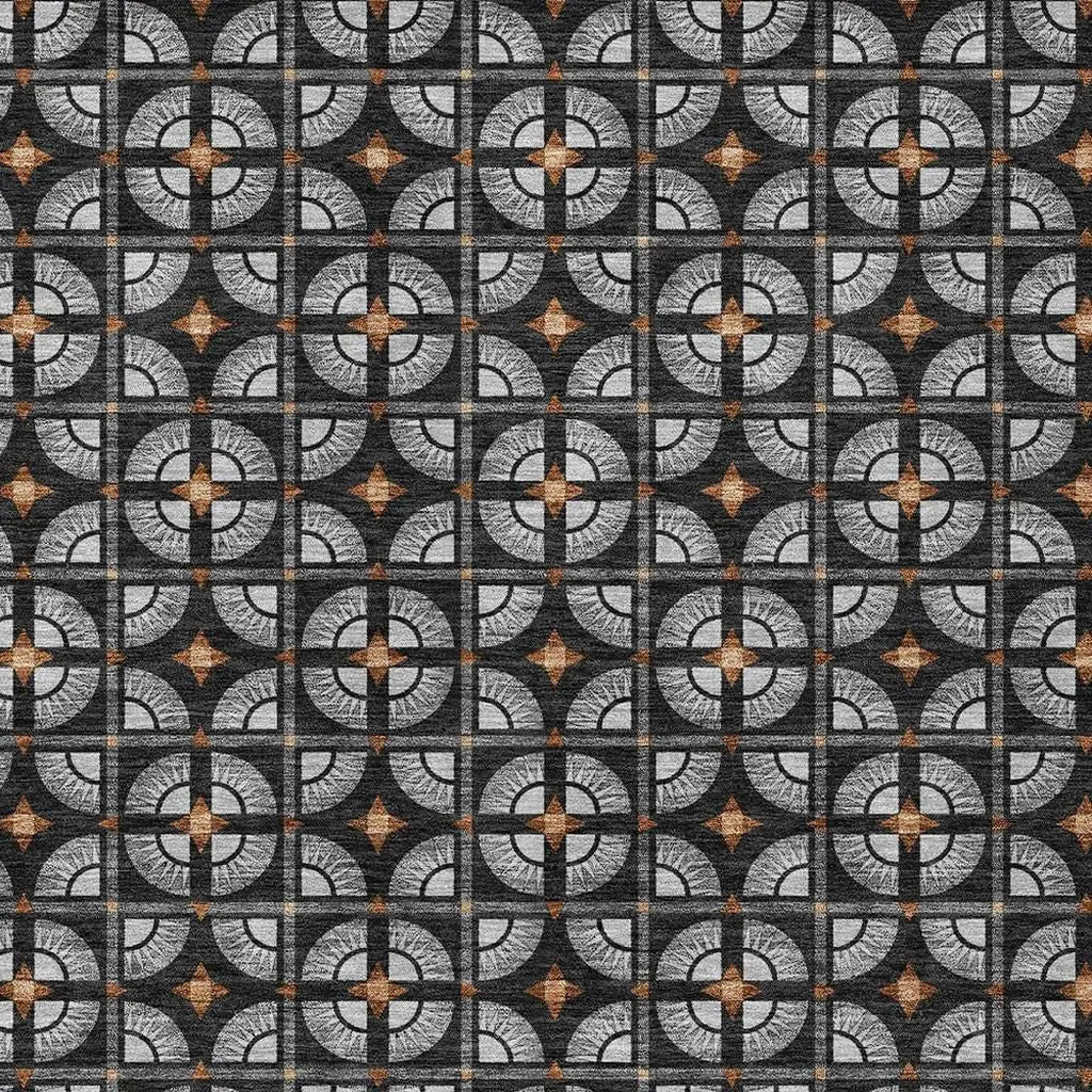 5' X 8' Black And Silver Geometric Washable Indoor Outdoor Area Rug Homeroots Outdoor