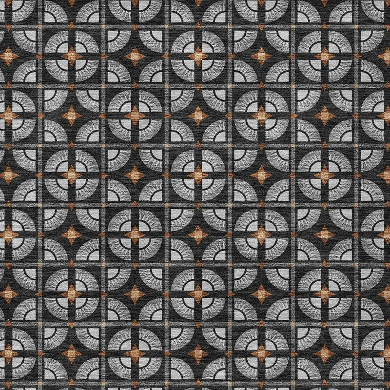 5' X 8' Black And Silver Geometric Washable Indoor Outdoor Area Rug Homeroots Outdoor