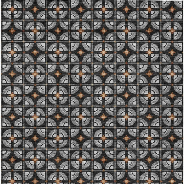 5' X 8' Black And Silver Geometric Washable Indoor Outdoor Area Rug Homeroots Outdoor