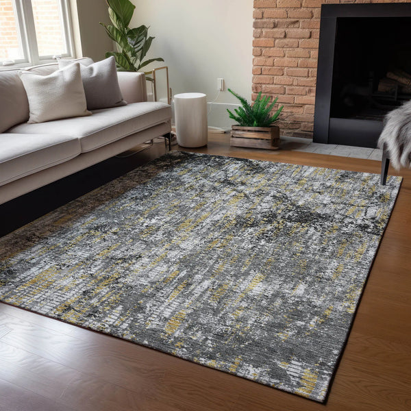 5' X 8' Black And Taupe Abstract Washable Indoor Outdoor Area Rug Homeroots Outdoor