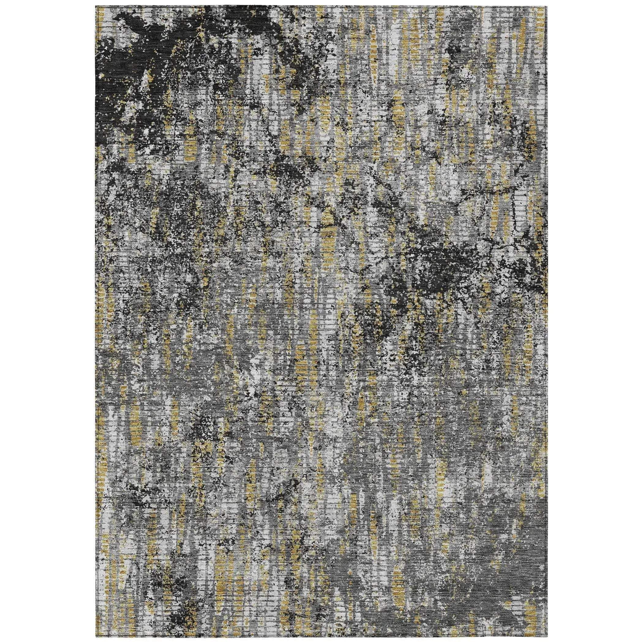 5' X 8' Black And Taupe Abstract Washable Indoor Outdoor Area Rug Homeroots Outdoor