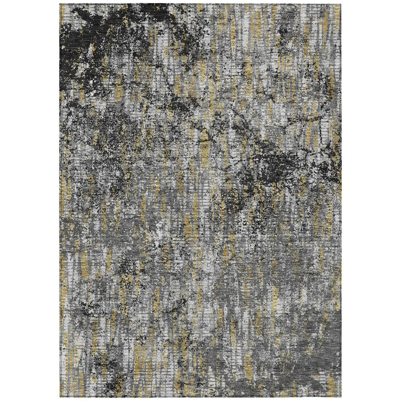 5' X 8' Black And Taupe Abstract Washable Indoor Outdoor Area Rug Homeroots Outdoor