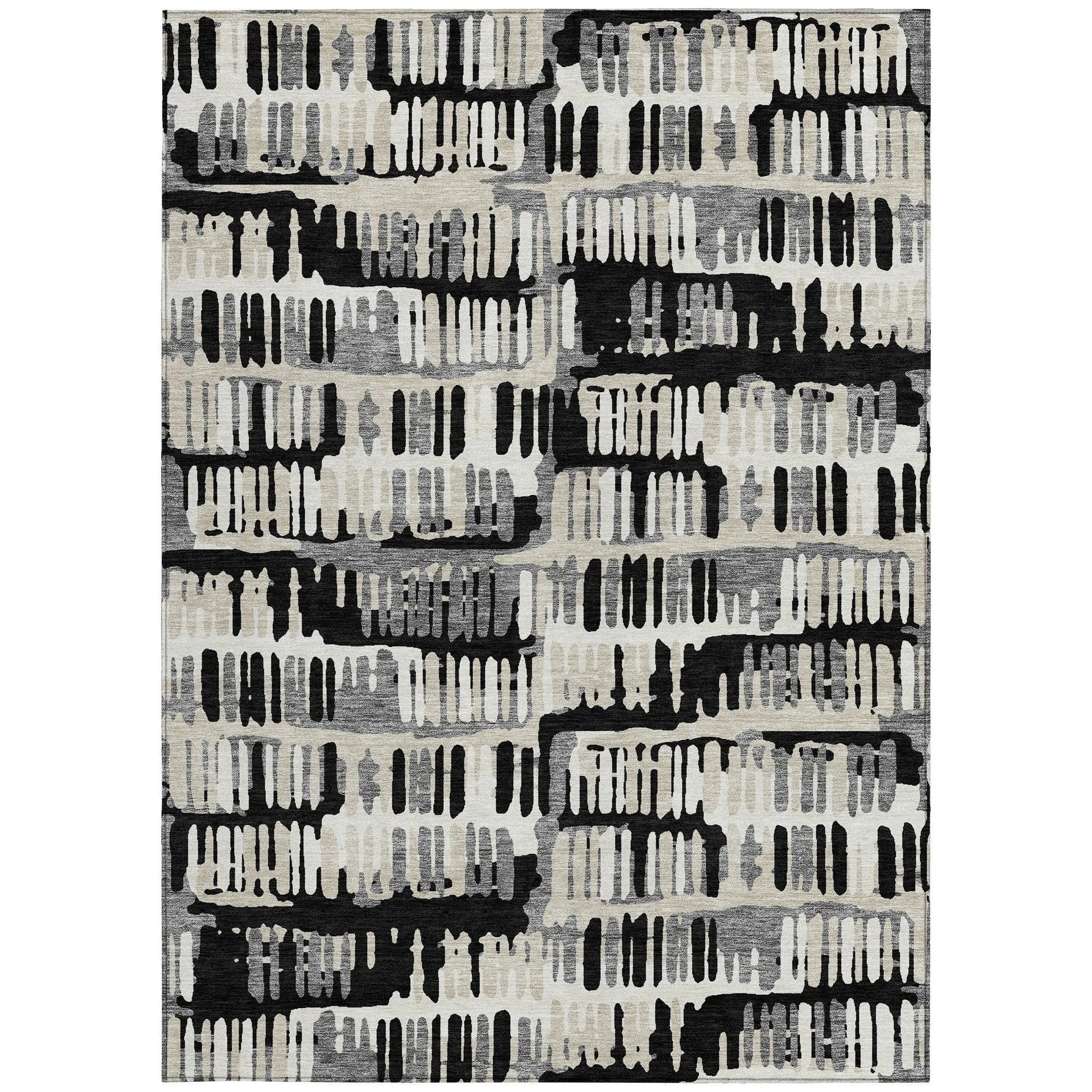 5' X 8' Black And Taupe Abstract Washable Indoor Outdoor Area Rug Homeroots Outdoor
