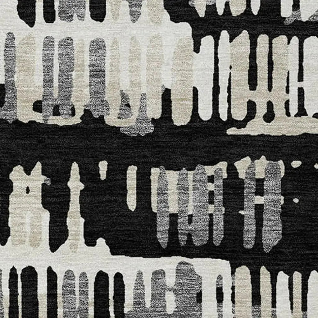 5' X 8' Black And Taupe Abstract Washable Indoor Outdoor Area Rug Homeroots Outdoor