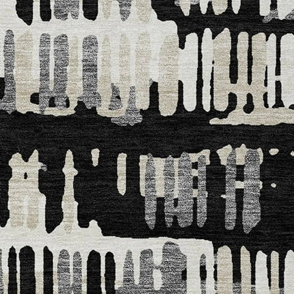 5' X 8' Black And Taupe Abstract Washable Indoor Outdoor Area Rug Homeroots Outdoor
