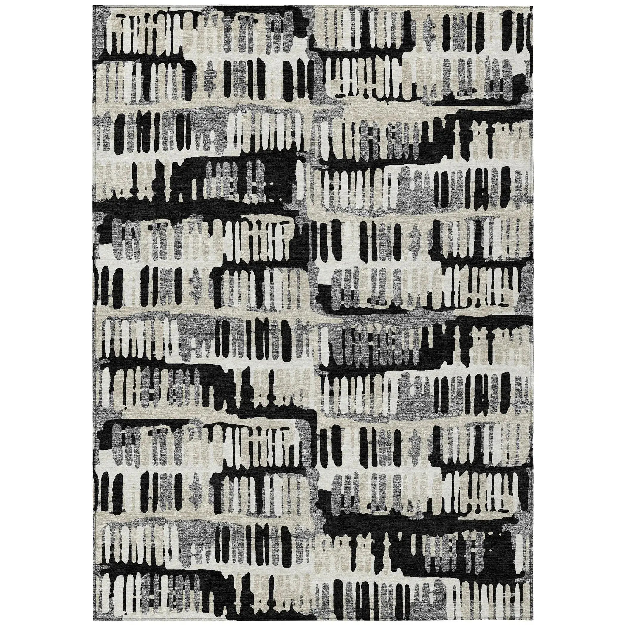 5' X 8' Black And Taupe Abstract Washable Indoor Outdoor Area Rug Homeroots Outdoor