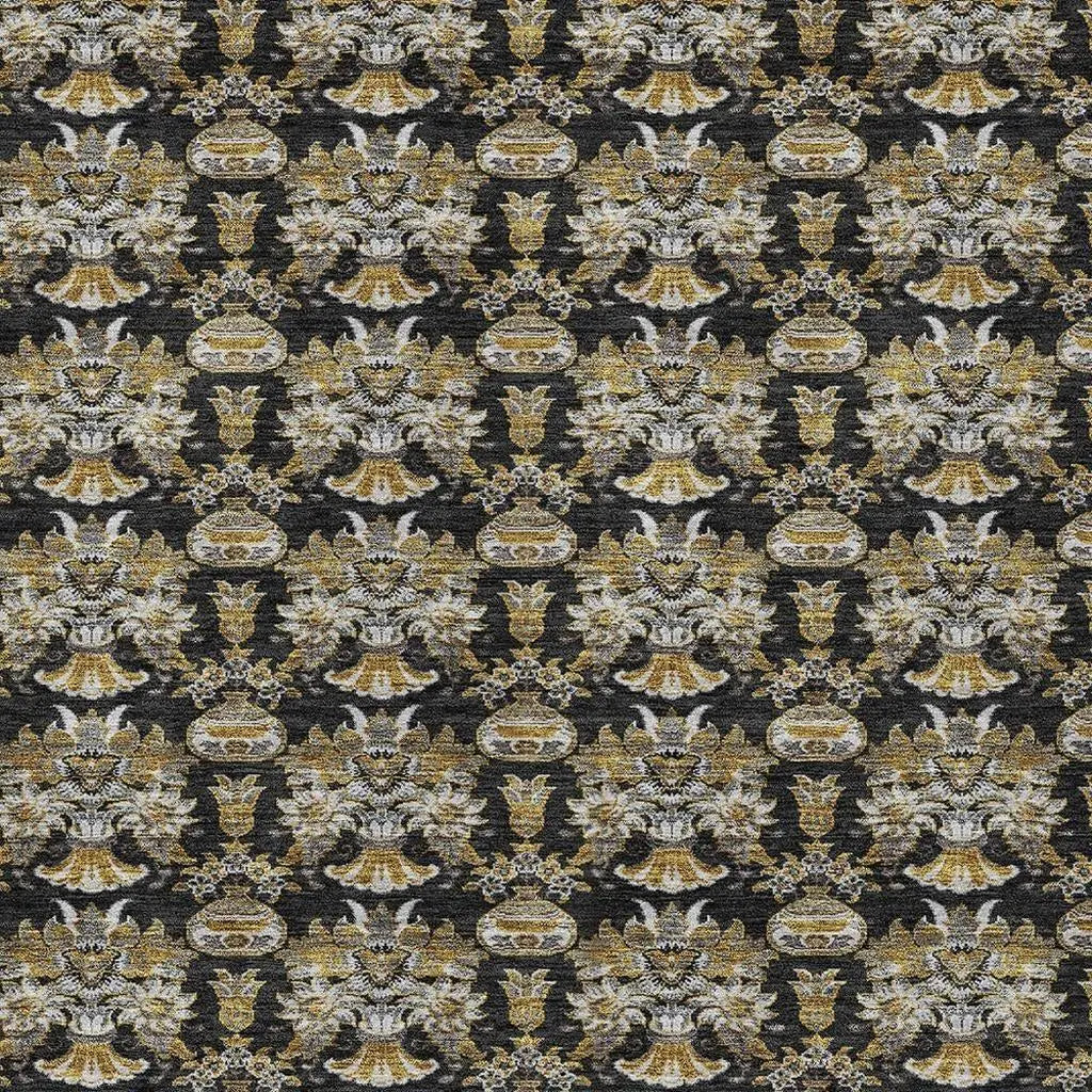 5' X 8' Black And Wheat Floral Washable Indoor Outdoor Area Rug Homeroots Outdoor