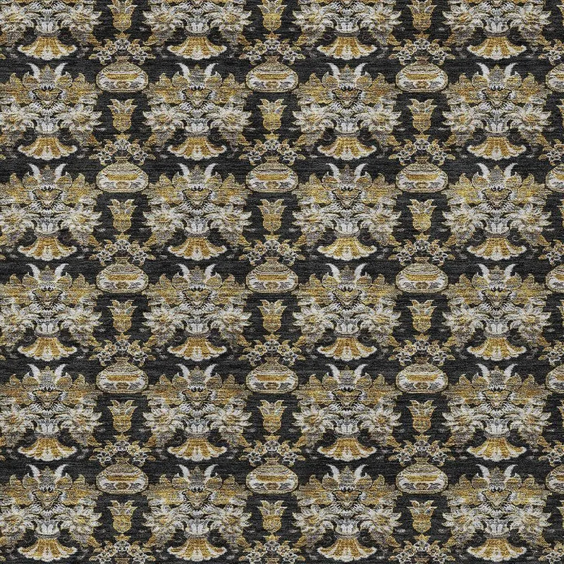 5' X 8' Black And Wheat Floral Washable Indoor Outdoor Area Rug Homeroots Outdoor