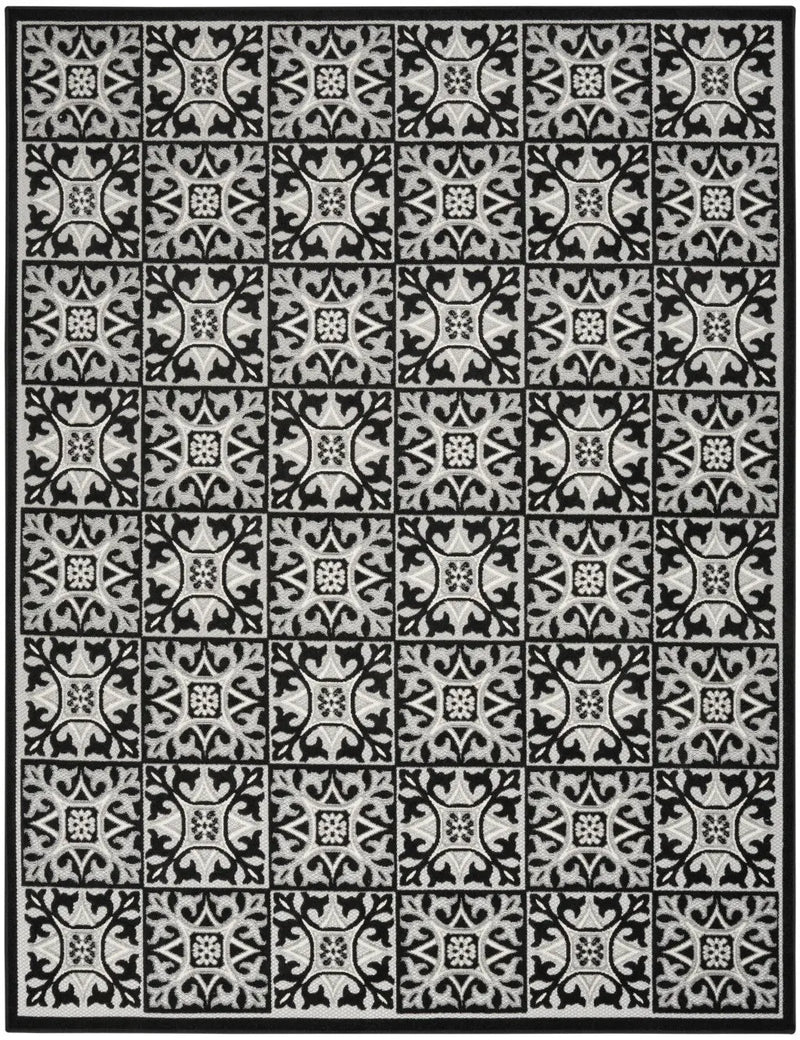 5' X 8' Black And White Fleur De Lis Stain Resistant Non Skid Area Rug Homeroots Outdoor