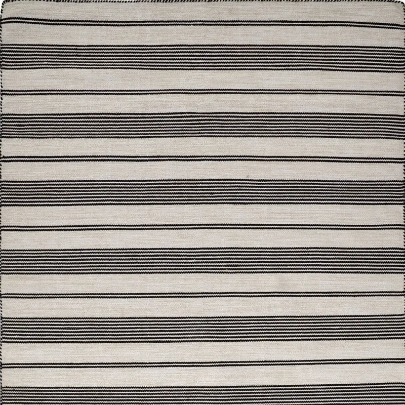 5' X 8' Black And White Striped Dhurrie Hand Woven Stain Resistant Area Rug Homeroots Outdoor