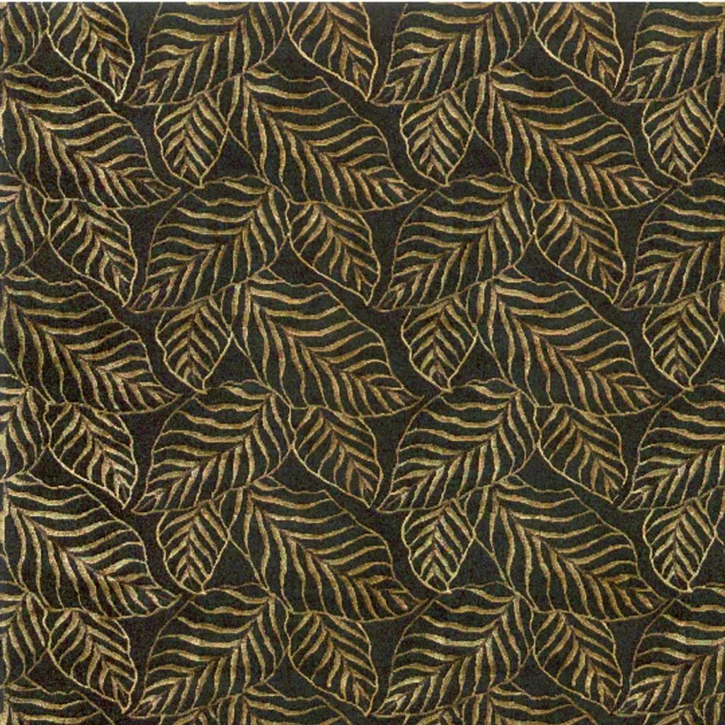 5' X 8' Black Green And Gold Floral Hand Knotted Area Rug Homeroots Home Decor