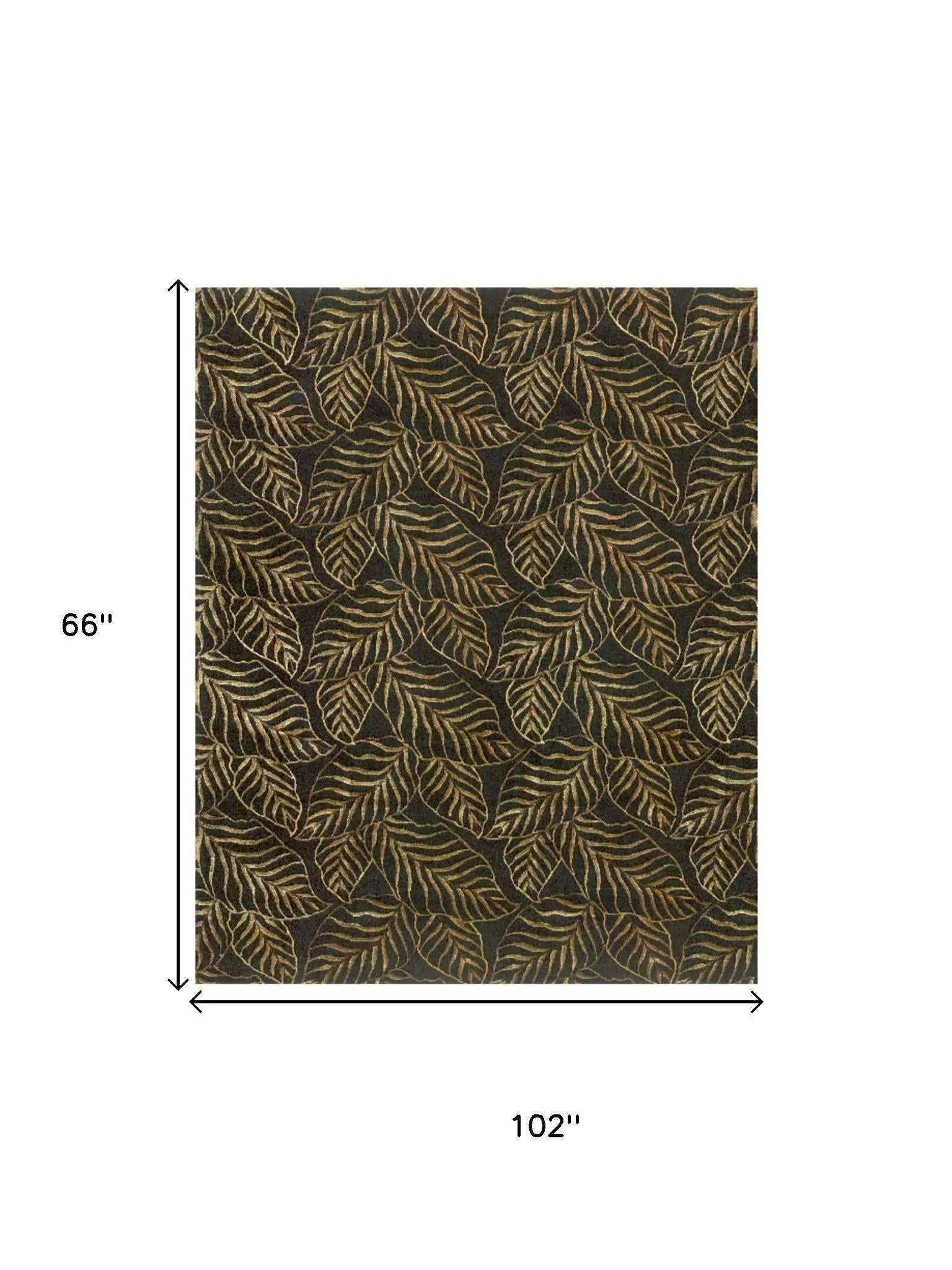 5' X 8' Black Green And Gold Floral Hand Knotted Area Rug Homeroots Home Decor