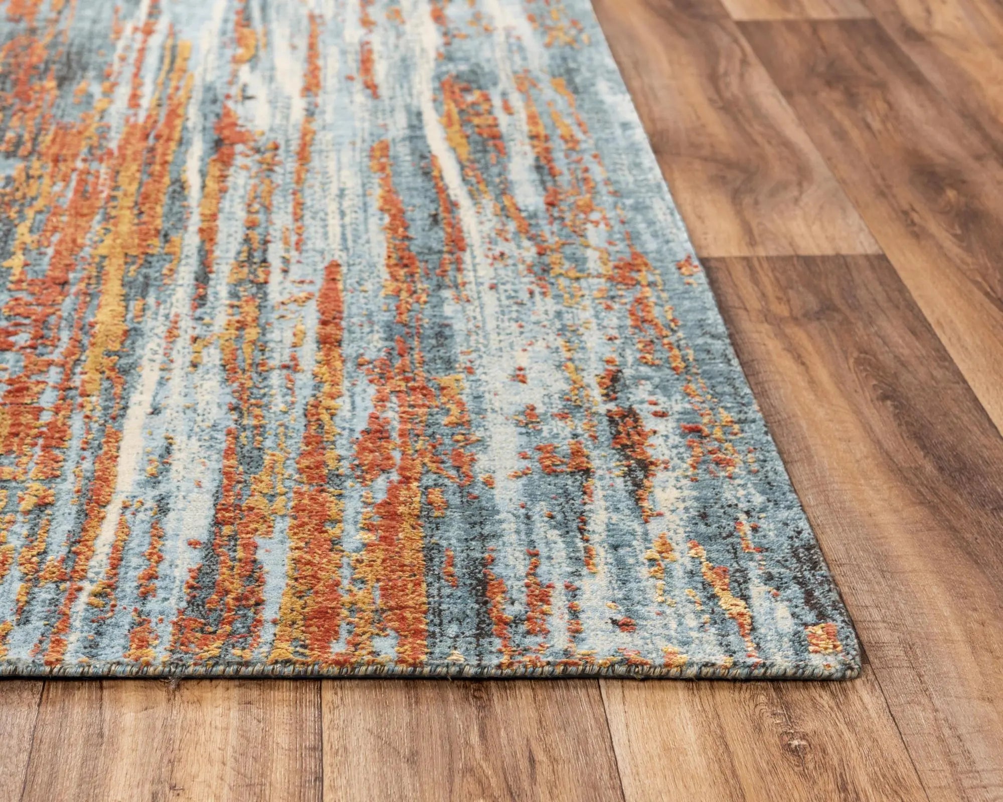 5' X 8' Blue And Apricot New Zealand Lambs Wool Abstract Hand Carved Handmade Area Rug Homeroots Home Decor