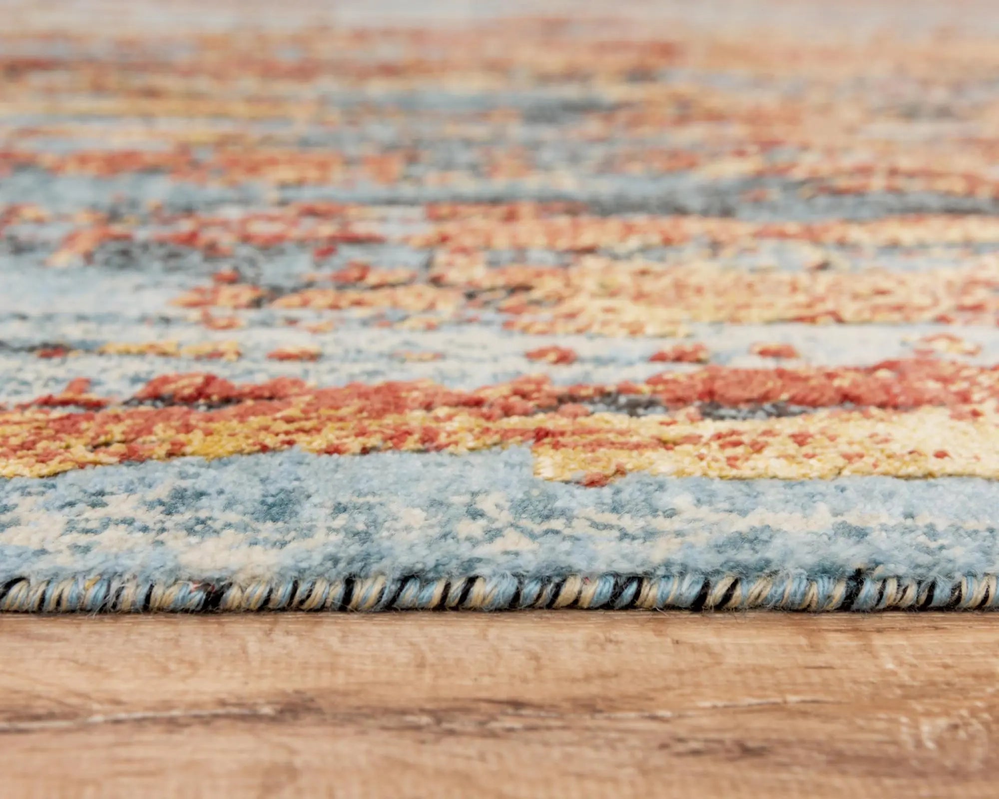 5' X 8' Blue And Apricot New Zealand Lambs Wool Abstract Hand Carved Handmade Area Rug Homeroots Home Decor