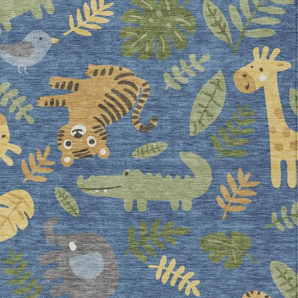 5' X 8' Blue And Beige Abstract Washable Indoor Outdoor Area Rug Homeroots Outdoor