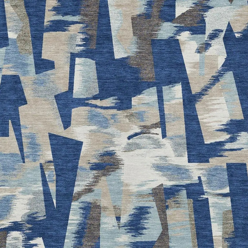 5' X 8' Blue And Beige Abstract Washable Indoor Outdoor Area Rug Homeroots Outdoor