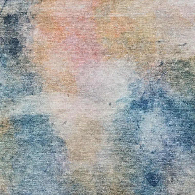 5' X 8' Blue And Beige Abstract Washable Indoor Outdoor Area Rug Homeroots Outdoor