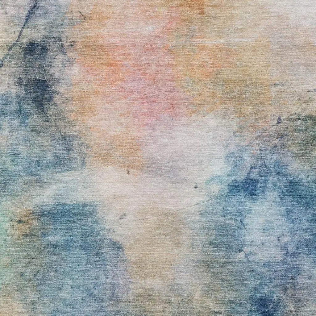 5' X 8' Blue And Beige Abstract Washable Indoor Outdoor Area Rug Homeroots Outdoor