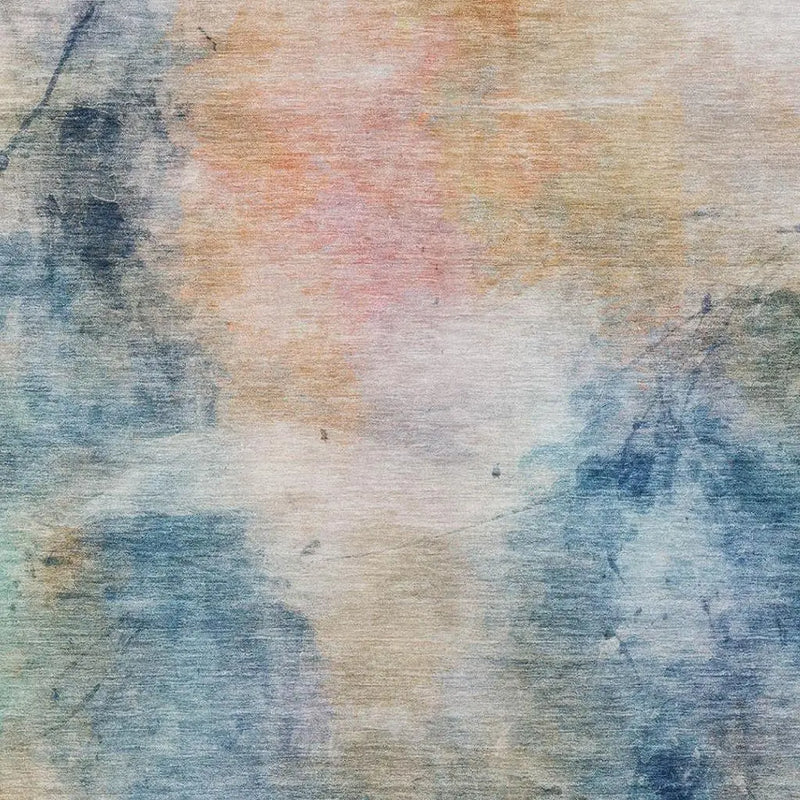 5' X 8' Blue And Beige Abstract Washable Indoor Outdoor Area Rug Homeroots Outdoor