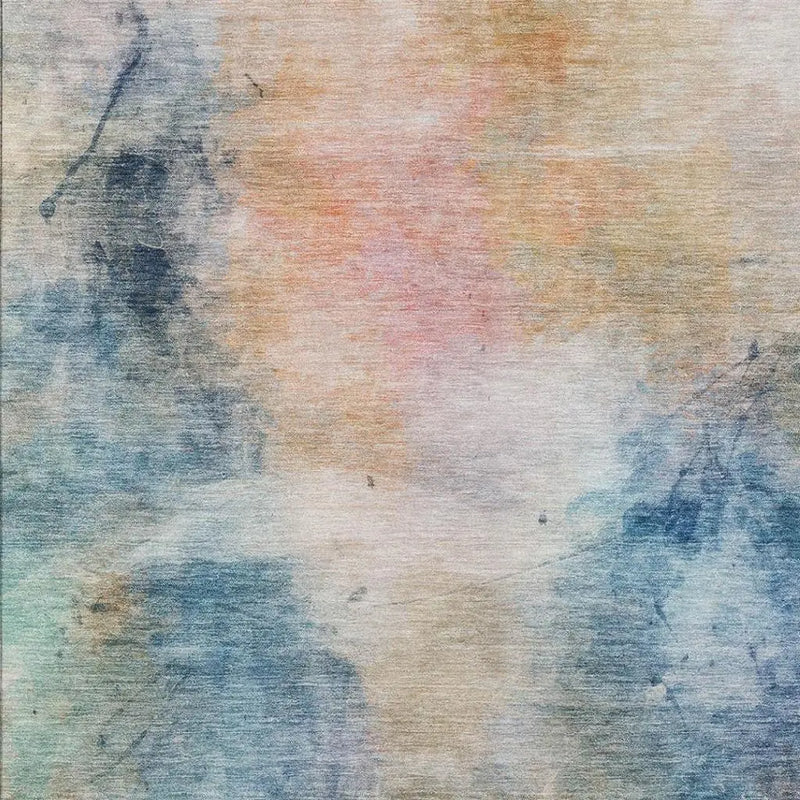 5' X 8' Blue And Beige Abstract Washable Indoor Outdoor Area Rug Homeroots Outdoor