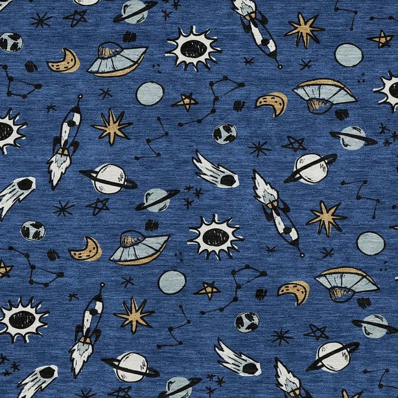 5' X 8' Blue And Black Animal Print Washable Indoor Outdoor Area Rug Homeroots Outdoor