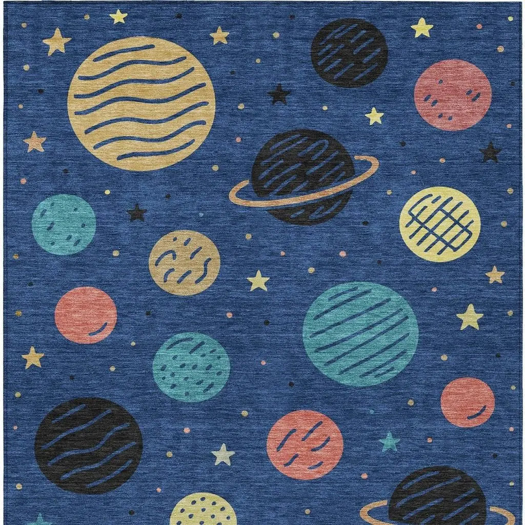 5' X 8' Blue And Black Floral Washable Indoor Outdoor Area Rug Homeroots Outdoor