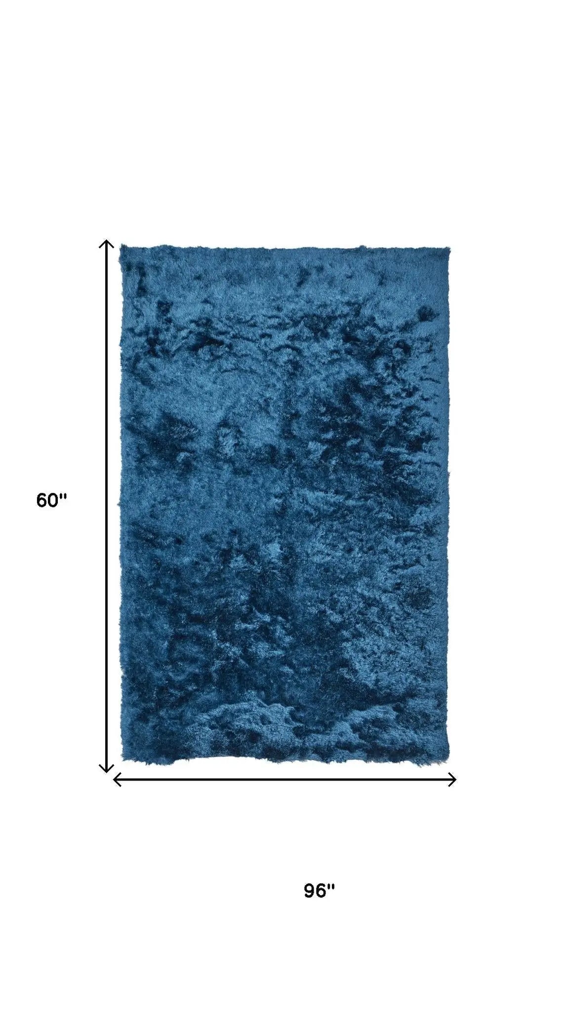 5' X 8' Blue And Black Shag Hand Tufted Area Rug Homeroots Home Decor