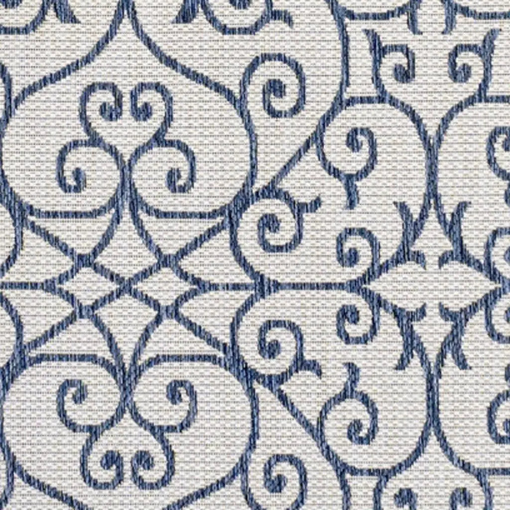5' X 8' Blue And Cream Geometric Indoor Outdoor Area Rug Homeroots Outdoor