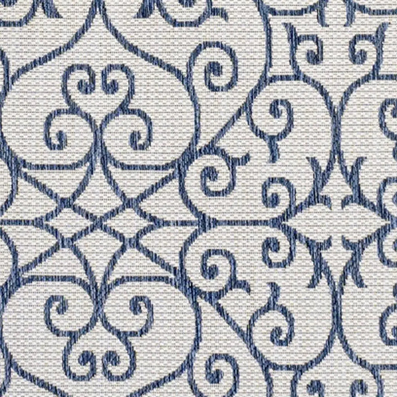 5' X 8' Blue And Cream Geometric Indoor Outdoor Area Rug Homeroots Outdoor