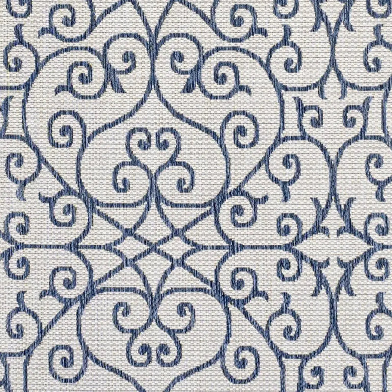 5' X 8' Blue And Cream Geometric Indoor Outdoor Area Rug Homeroots Outdoor