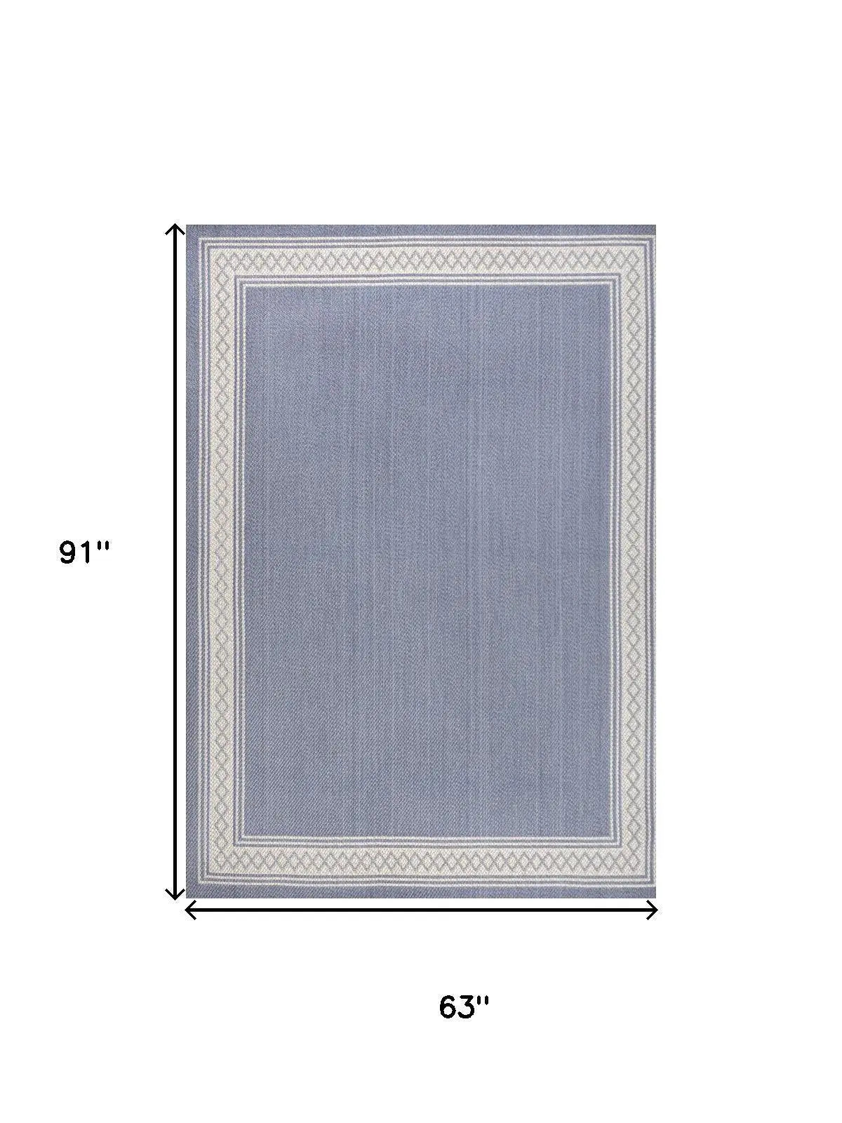 5' X 8' Blue And Cream Indoor Outdoor Area Rug Homeroots Outdoor