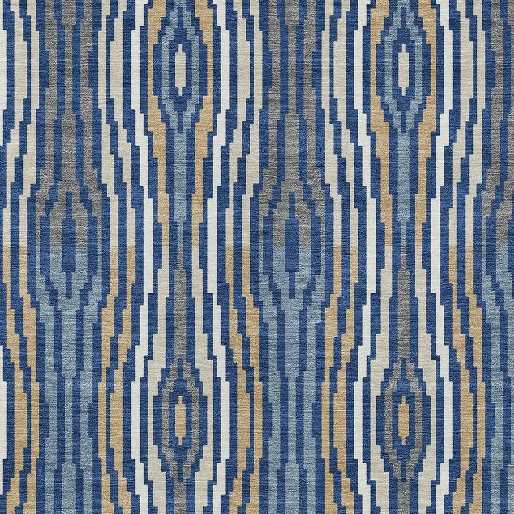 5' X 8' Blue And Denim Blue Abstract Washable Indoor Outdoor Area Rug Homeroots Outdoor