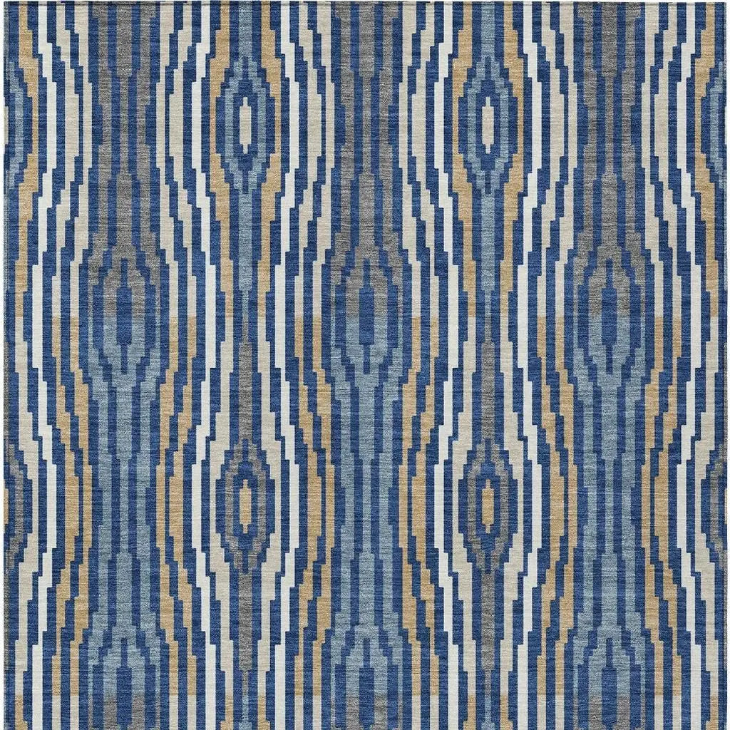 5' X 8' Blue And Denim Blue Abstract Washable Indoor Outdoor Area Rug Homeroots Outdoor