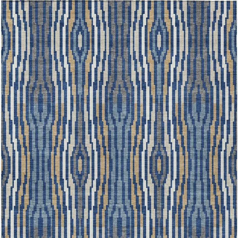 5' X 8' Blue And Denim Blue Abstract Washable Indoor Outdoor Area Rug Homeroots Outdoor