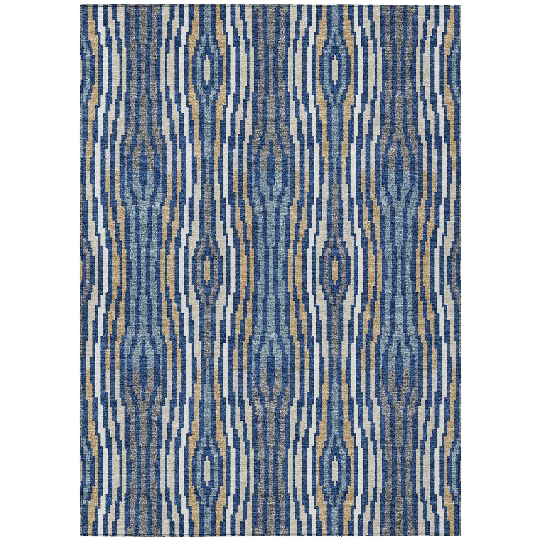 5' X 8' Blue And Denim Blue Abstract Washable Indoor Outdoor Area Rug Homeroots Outdoor