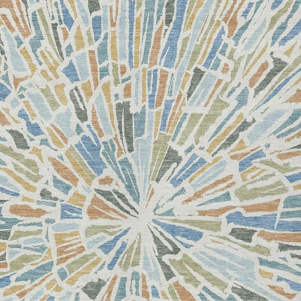 5' X 8' Blue And Denim Blue Abstract Washable Indoor Outdoor Area Rug Homeroots Outdoor