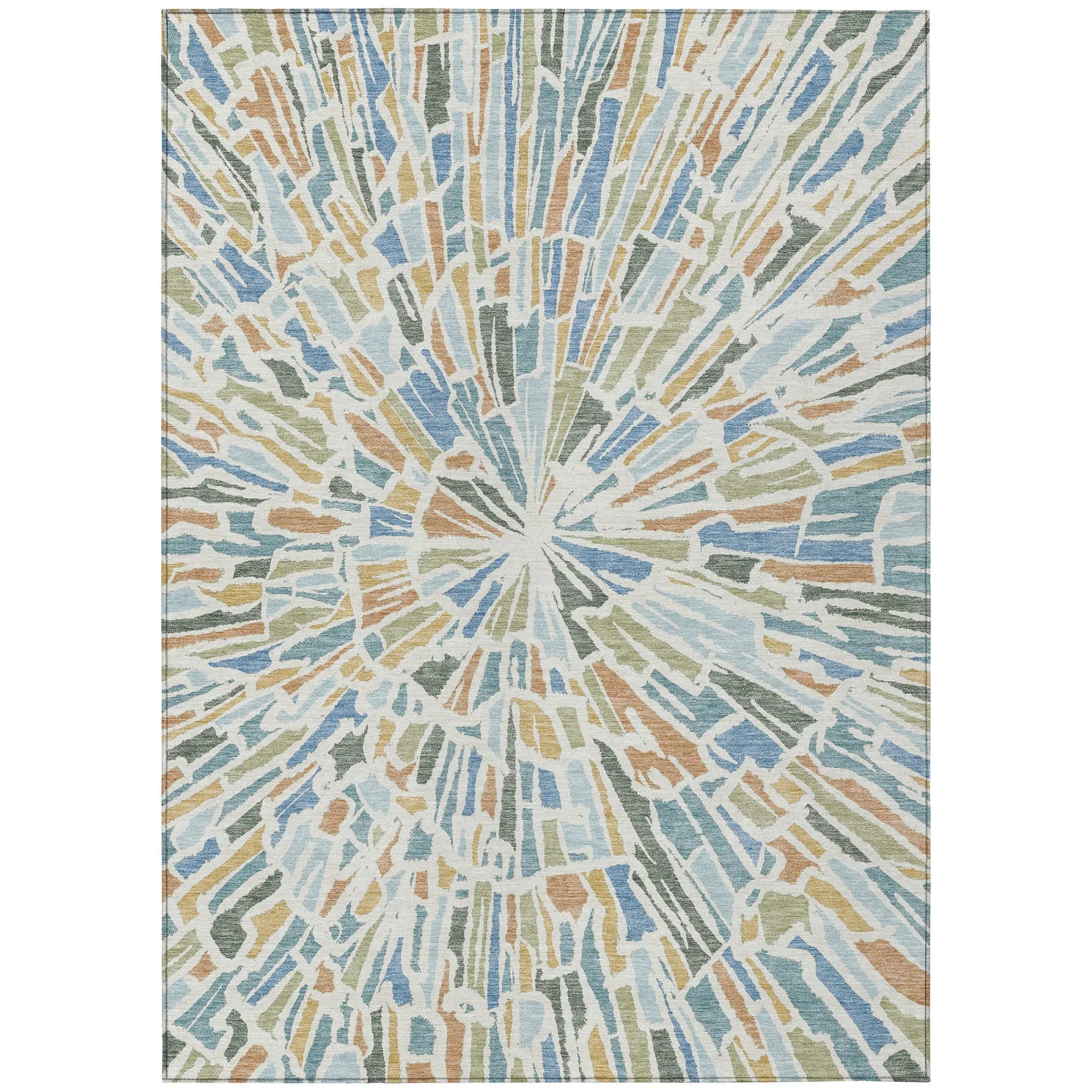 5' X 8' Blue And Denim Blue Abstract Washable Indoor Outdoor Area Rug Homeroots Outdoor